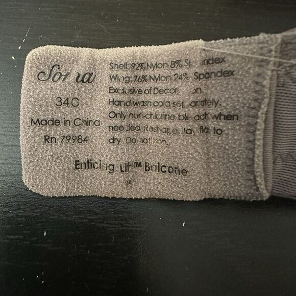 Soma Bra 34C Enticing Lift Balconette Brown Unlined Underwire Grey - Picture 4 of 4